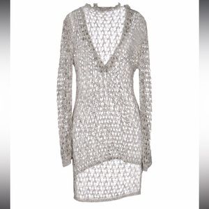 Nordstrom openwork knit mesh sweater with pompons, Kaos brand , made in Italy